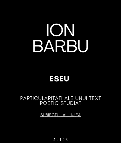 Ion Barbu Eseu Bacalaureat